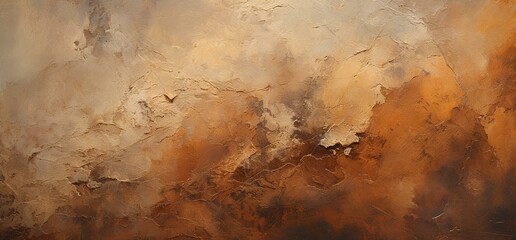 The texture of beige brown paint, abstract background. Oil painting on canvas. A fragment of a work...