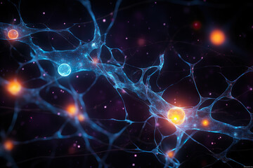 Illuminating Connections Neuron Cells Alight with Glowing Energy Forge a Network of Knowledge. created with Generative AI