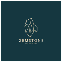 Luxury Polygon Diamond Crystal Line Art,Gem,Gemstone Emerald,Jade,Diamond, Gold, and Precious Jewelry Logo Design