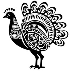 Silhouette turkey on white background. Farm animals collection. Icon