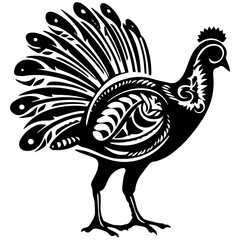 Silhouette turkey on white background. Farm animals collection. Icon