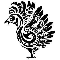 Silhouette turkey on white background. Farm animals collection. Icon