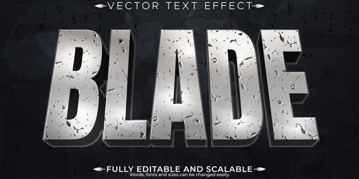 Blade metallic text effect, editable forest and warrior text style