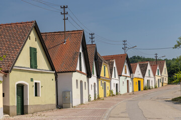 Obraz premium Traditional wine cellars street (kellergasse) in Falkenstein, Lower Austria, Austria