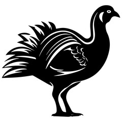 Silhouette turkey on white background. Farm animals collection. Icon