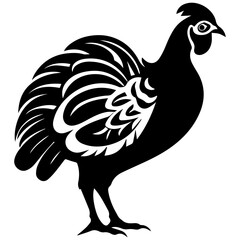 Silhouette turkey on white background. Farm animals collection. Icon