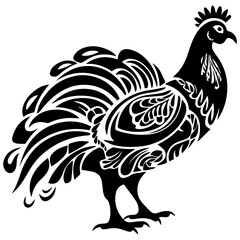 Silhouette turkey on white background. Farm animals collection. Icon