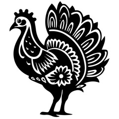 Fototapeta premium Silhouette turkey on white background. Farm animals collection. Icon