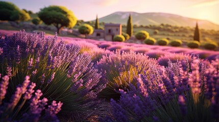 lavender field at sunset - Powered by Adobe