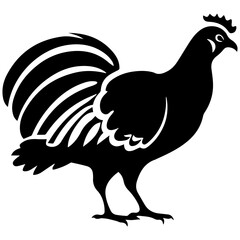 Silhouette turkey on white background. Farm animals collection. Icon