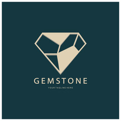 Fototapeta premium Luxury Polygon Diamond Crystal Line Art,Gem,Gemstone Emerald,Jade,Diamond, Gold, and Precious Jewelry Logo Design