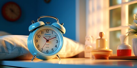 Fototapeta na wymiar Alarm clock on the table, generative AI