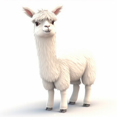 Llama alpaca, funny cute llama 3d illustration on white, unusual avatar, cheerful animal