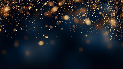 Abstract background with Dark blue and gold particle. - obrazy, fototapety, plakaty