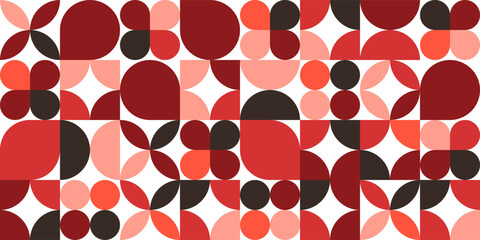 Geometric trendy pattern, Bauhaus style. Modern colorful background with simple elements. Retro texture with basic geometric shapes. Print design, minimalist poster cover. Vector illustration