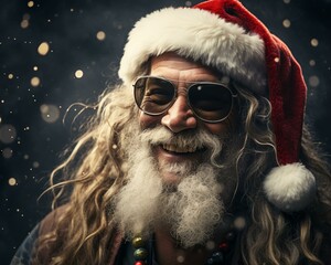 Santa Claus smiling . Christmas holiday. Magical realistic close-up view. For poster postcard and advertisement. Creative illustration