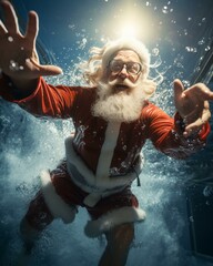 Santa Claus smiling in the mood. Christmas holiday. Magical realistic close-up view. For poster-card and advertising. Creative illustration