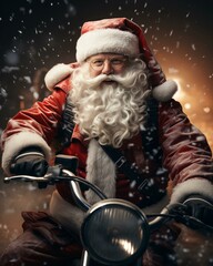Santa Claus delivery . Christmas holiday. Magical realistic close-up view. For postcard poster and advertising. Creative illustration