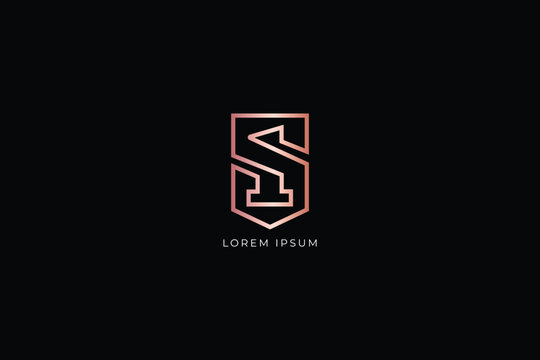 s1 letter modern line style design creative golden wordmark design typography illustration, s1 wordmark, s1 logo