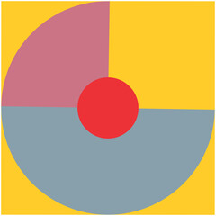 Colorful bauhaus abstract shapes background. Geometric poster in trendy retro brutalism style.