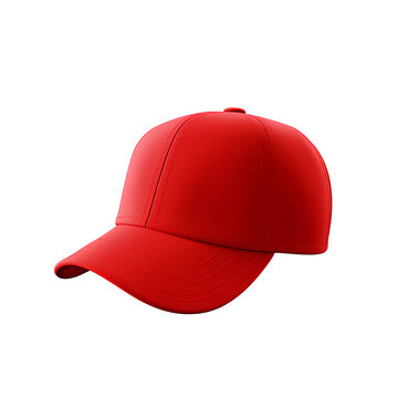 Mock up red cap on transparent background PNG for inserting desired images or content.