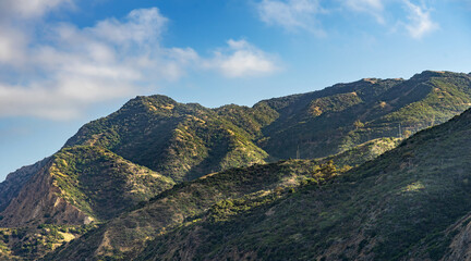 Fototapeta na wymiar Green mountain range of Santa Catalina Island in California