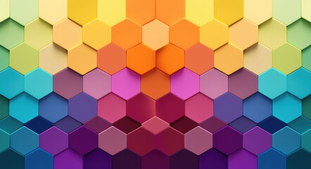 Fototapeta na wymiar Abstract background with rainbow hexagon tiles