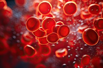red blood cells in motion, scientific or medical or microbiological background