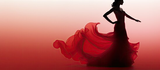 Authentic Spanish flamenco dancer silhouette non edited With copyspace for text - obrazy, fototapety, plakaty