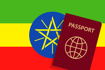Ethiopia Passport. Ethiopia Flag Background. Vector illustration
