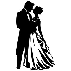 wedding couple silhouette vector template design