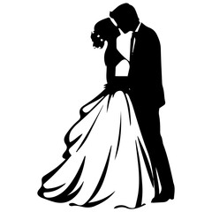 wedding couple silhouette vector template design