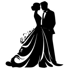 wedding couple silhouette vector template design