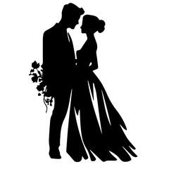 wedding couple silhouette vector template design