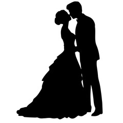 wedding couple silhouette vector template design