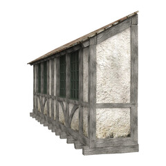 3d rendering illustration medieval building house fantasy construction isolated