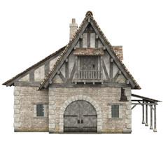 3d rendering illustration medieval building house fantasy construction isolated