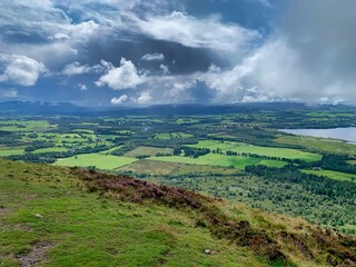 View of loch lomond lake water from conic hill in scotland when hiking and walking