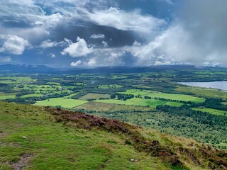 Fototapeta premium View of loch lomond lake water from conic hill in scotland when hiking and walking