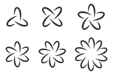 Design elements set. Geometric style flower and star. Vector template for identity company.