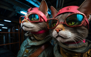 Lustige Katzen mit Brillen