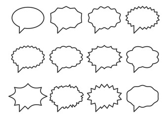 Set talk bubbles speech vector. Blank empty bubble icon design elements. Chat on line symbol template. Collection dialogue balloon stickers silhouette. 