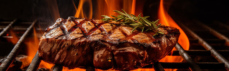 Juicy steak on a bbq grill