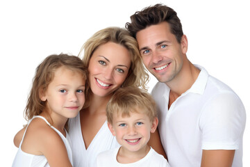 Close Shot of Parents with Their Children on a Transparent Background.