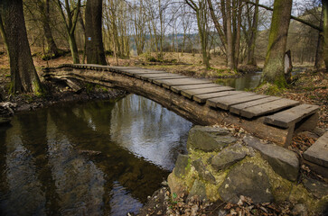 wooden bridge over river