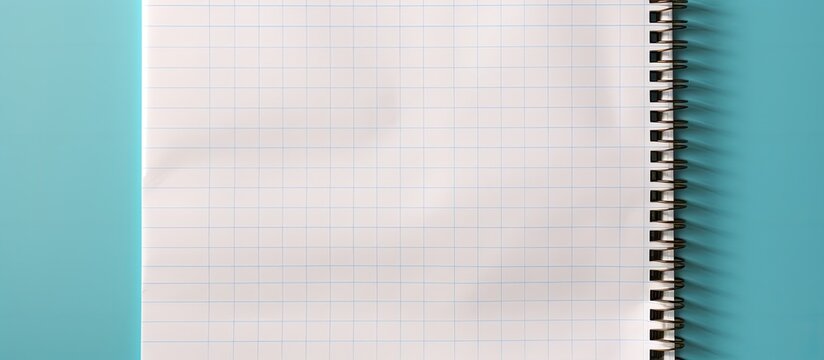 Squares on one page of exercise book paper for math with blank lined worksheet Empty writing notebook template with school and office stationery Closeup of paper texture With copyspace for t