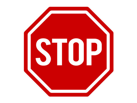 Red stop warning sign flat icon symbol on transparent background