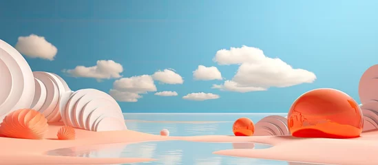 Poster Geometrically rendered scene of summer beach landscape © 2rogan