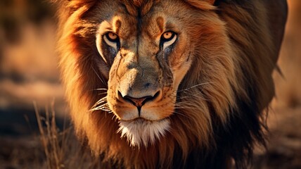 Beautiful close-up photograph of a majestic lion Ai generated art