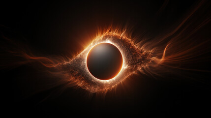 Amazing scientific background - total solar eclipse in dark red glowing sky, supernatural phenomenon, Moon passes between planet Earth and Sun - obrazy, fototapety, plakaty